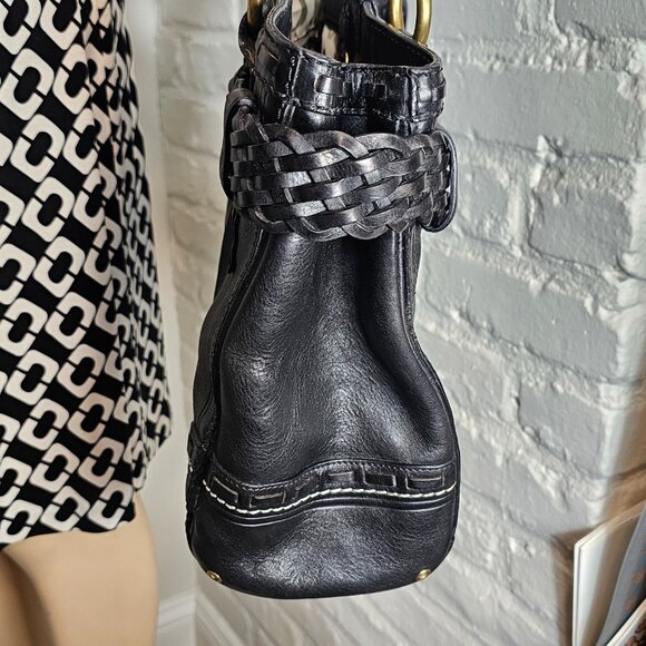 Coach Hamptons Leather Shoulder Bag Black Braided Strap Tassel Vintage - Picture 10 of 16